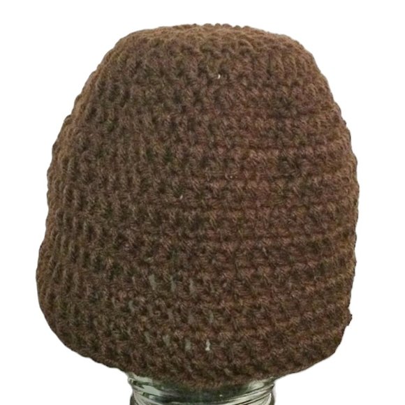 Brand New Handmade Crochet Simple Fitted Brown Beanie for Adults - Picture 6 of 6